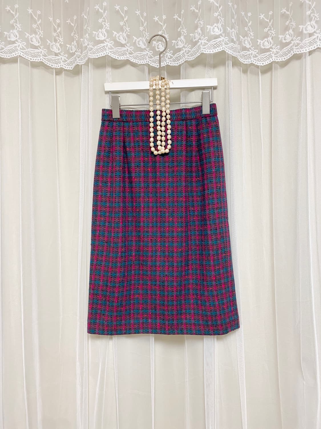 Vintage Wool Blend Check Midi Skirt 상품이미지4