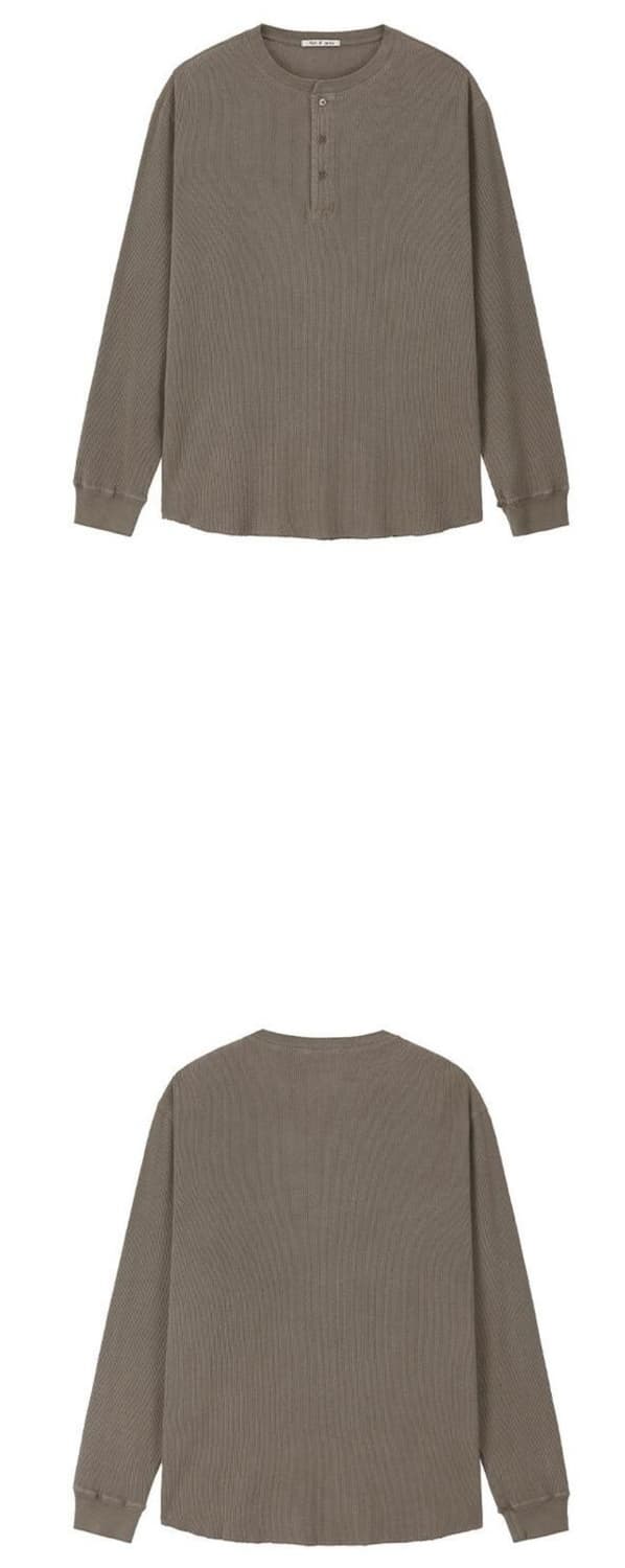 [XL][새상품] 아트이프액츠 가먼트 다이드 와플 헨리넥 머드 브라운 상품이미지2