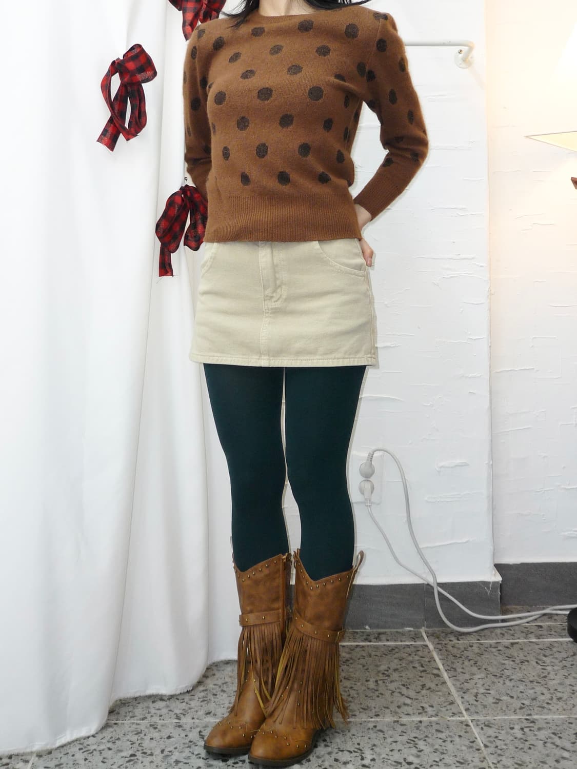 Brown dot knit 상품이미지2