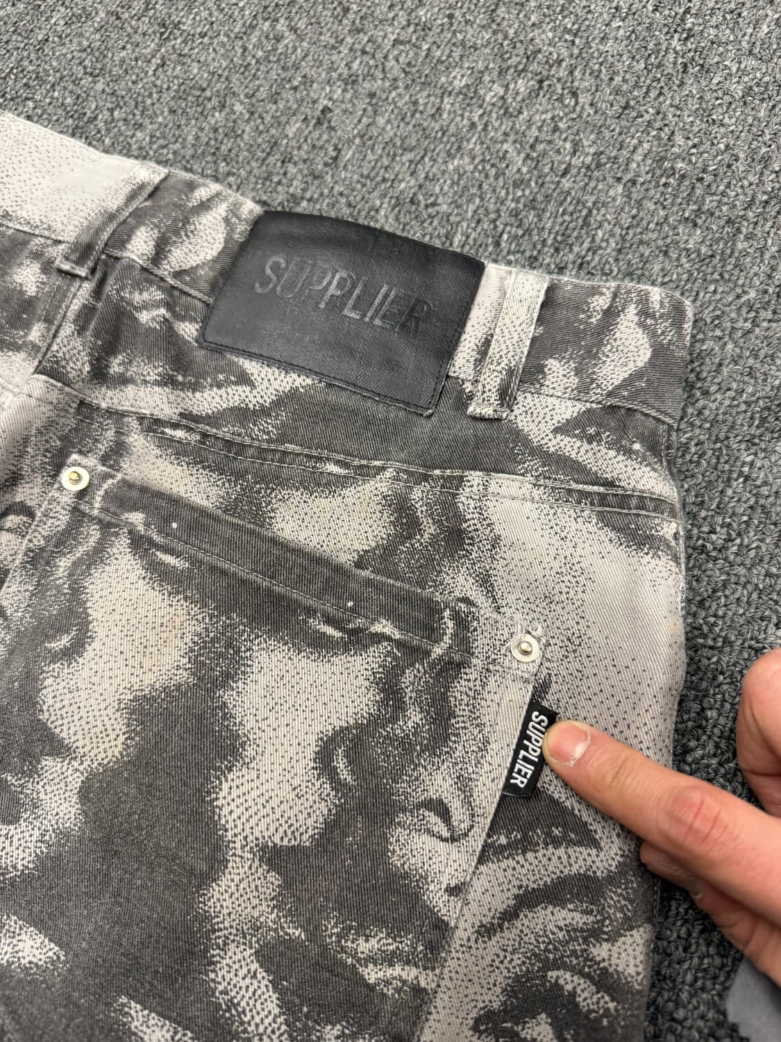 M)Supplier 빈티지 y2k 펑크 일본 프린트 흑청데님팬츠 상품이미지5