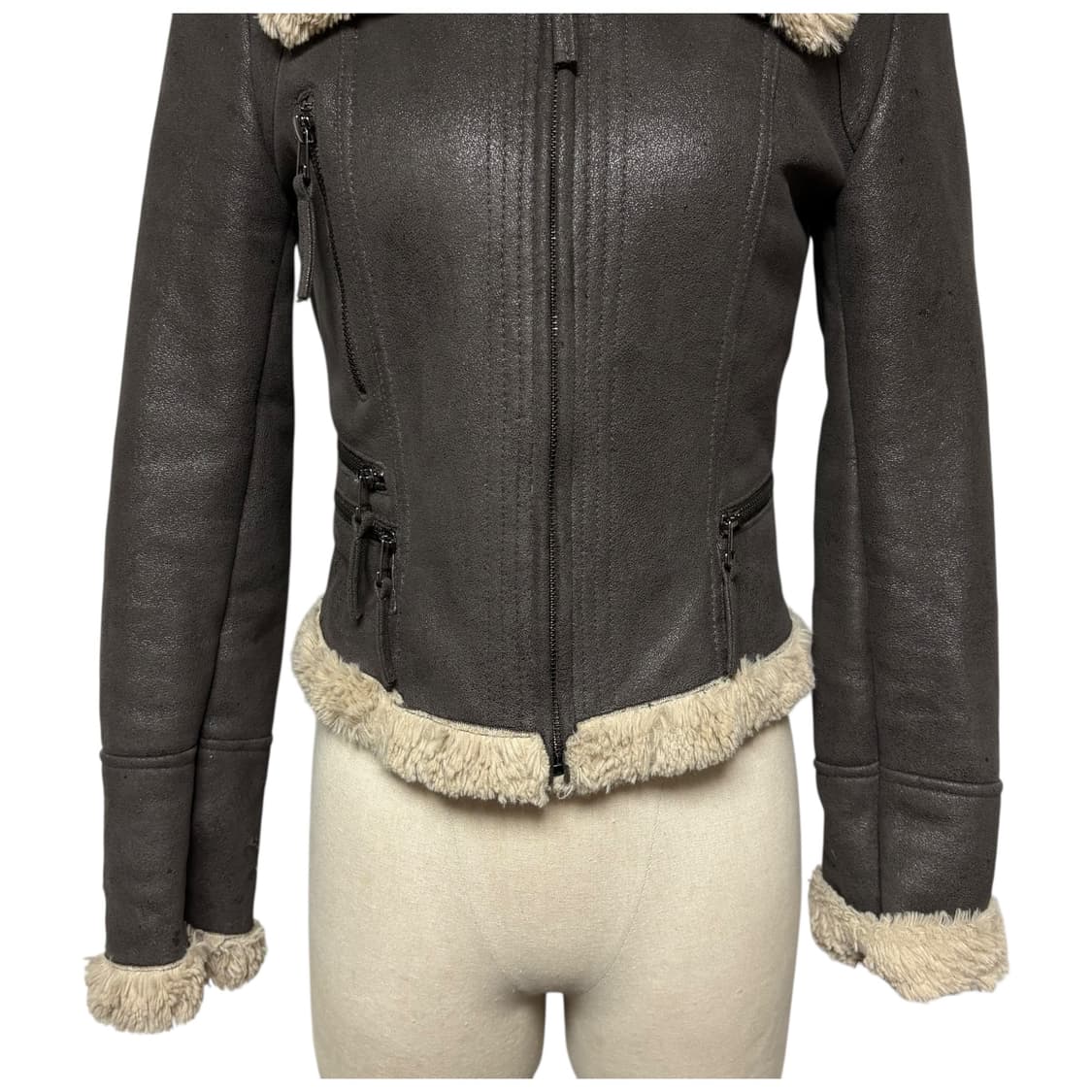 3733 브라운 퍼안감 무스탕 자켓 상품이미지3