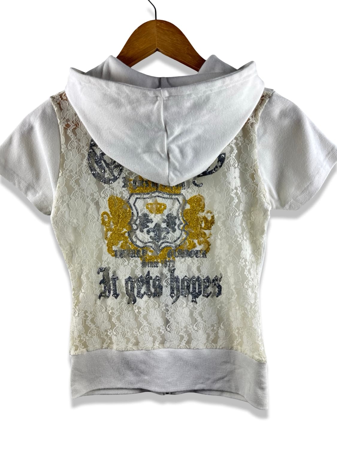 JPN Y2K 갸루 레이스 딱붙 반팔후드집업2740 상품이미지1