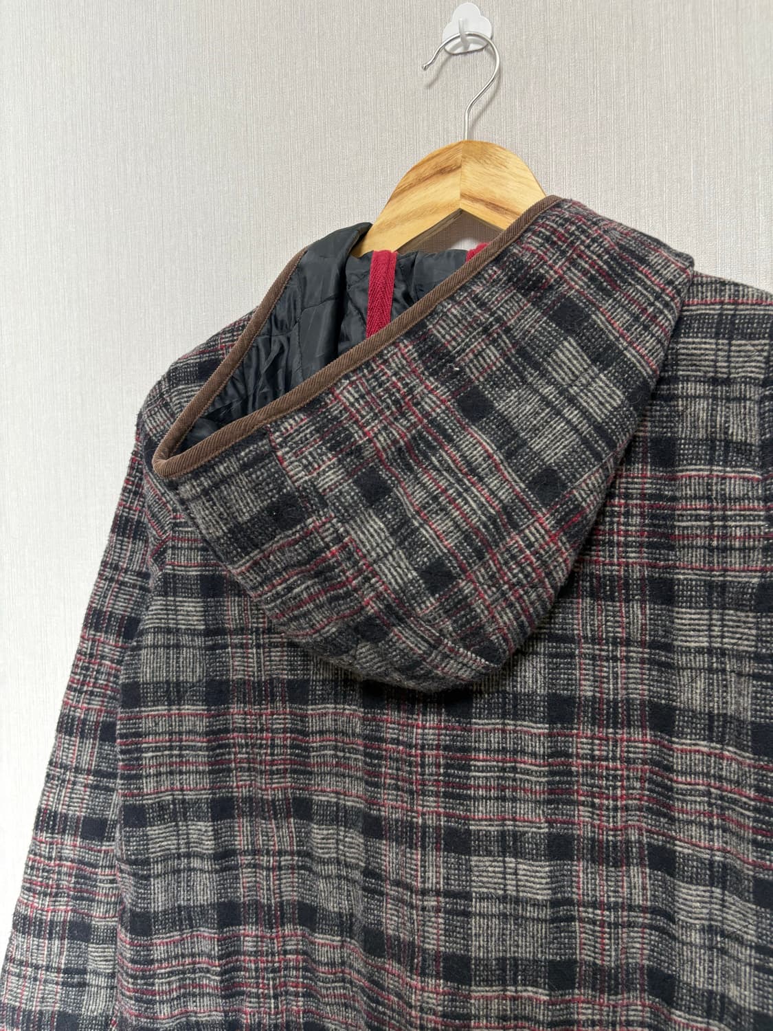 체크 후드 더플 코트 상품이미지9