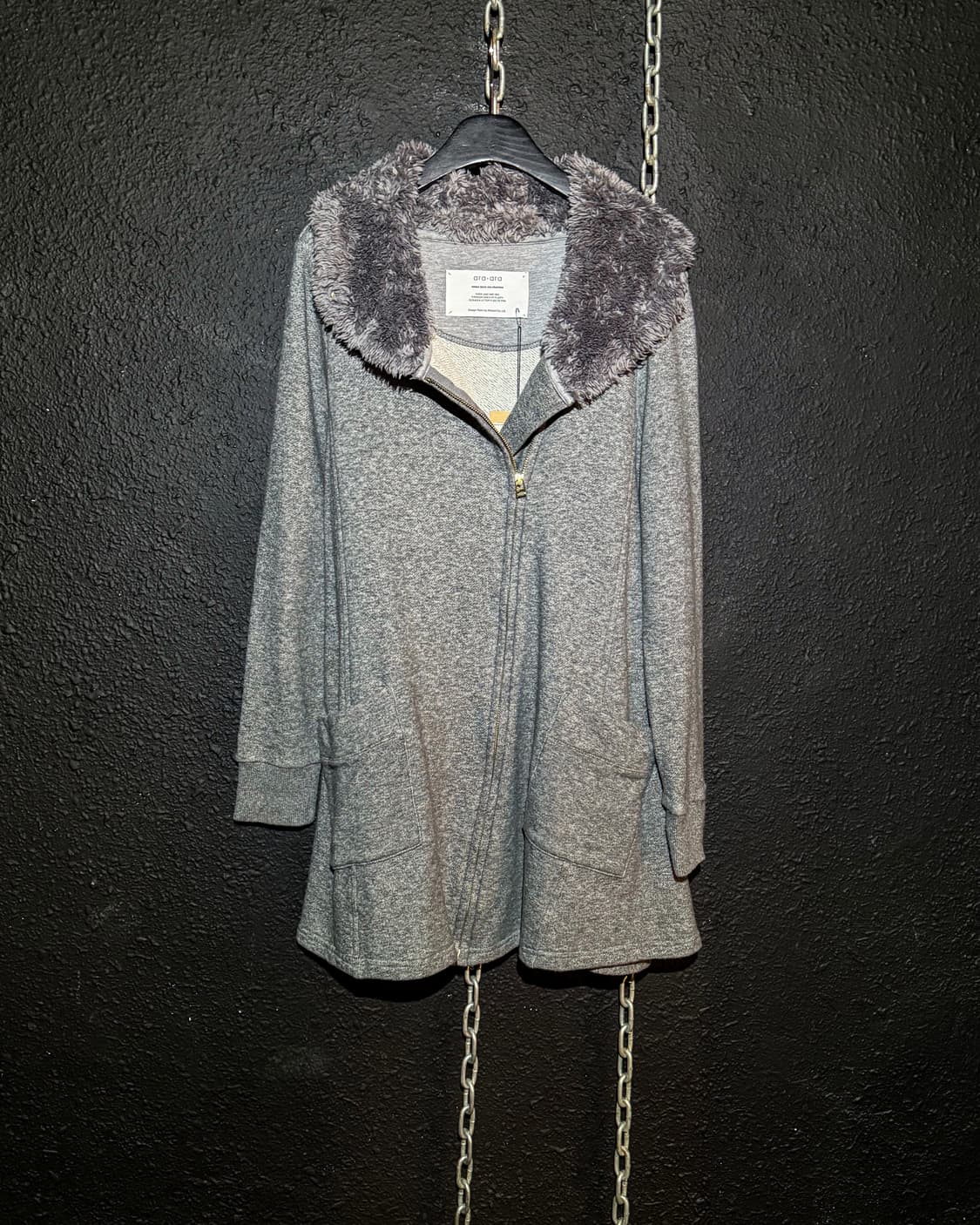 Flare Line Fleece Collar Zip Hoodie Coat 상품이미지1