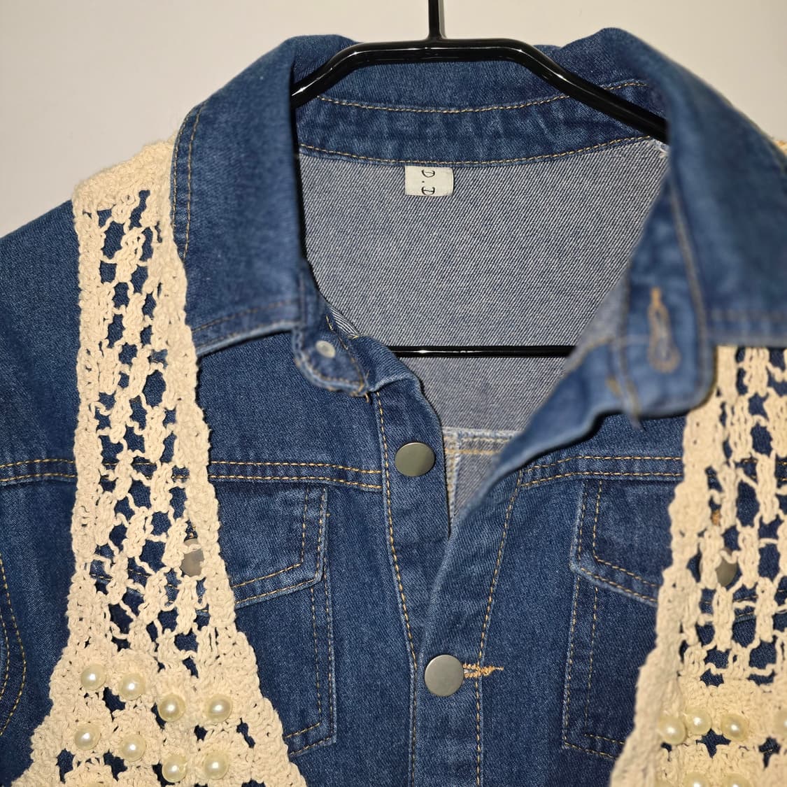 데님 원피스 + 뜨개 조끼 세트 S 상품이미지5