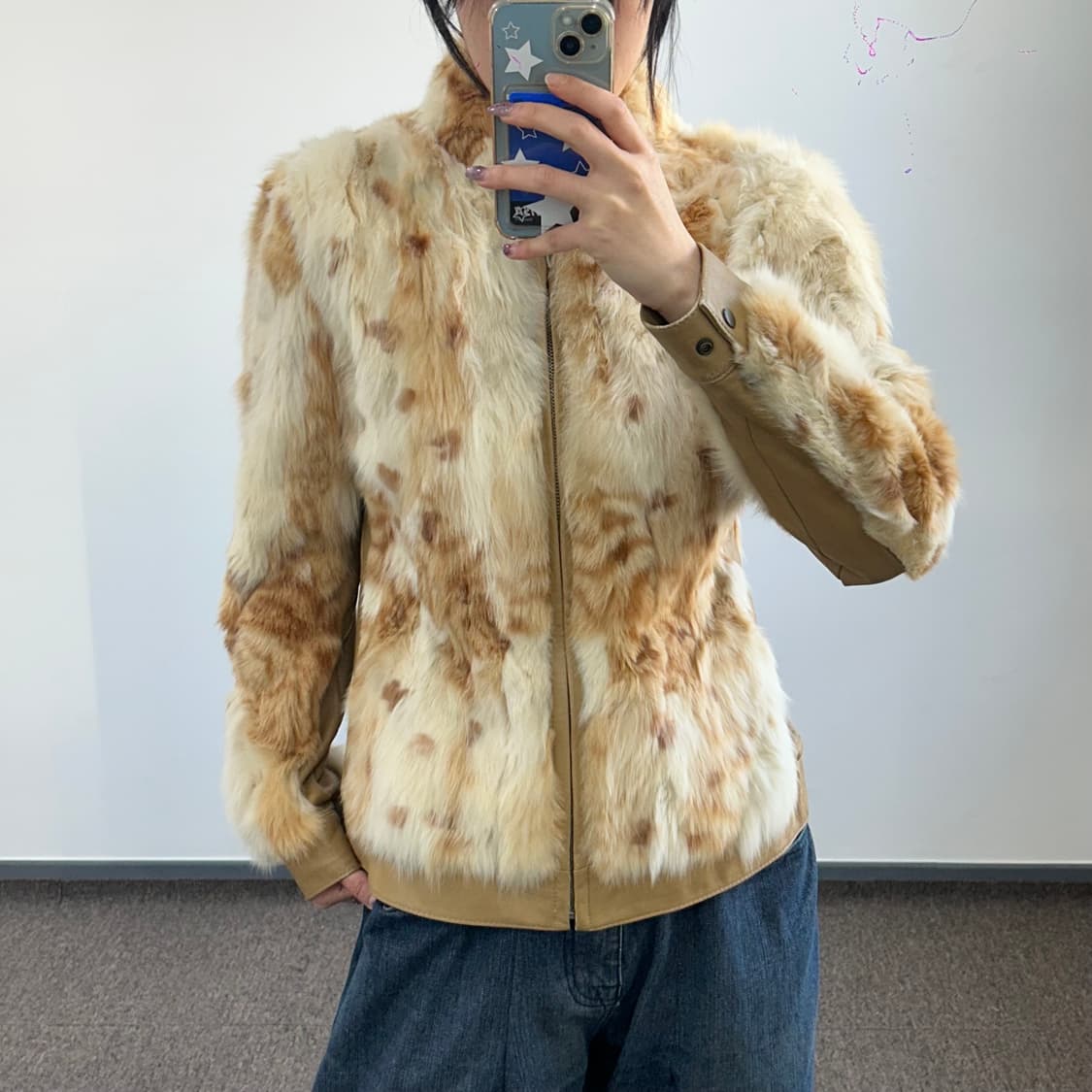 Buon Accordo 아이보리 베이지 토끼 퍼 자켓 상품이미지1