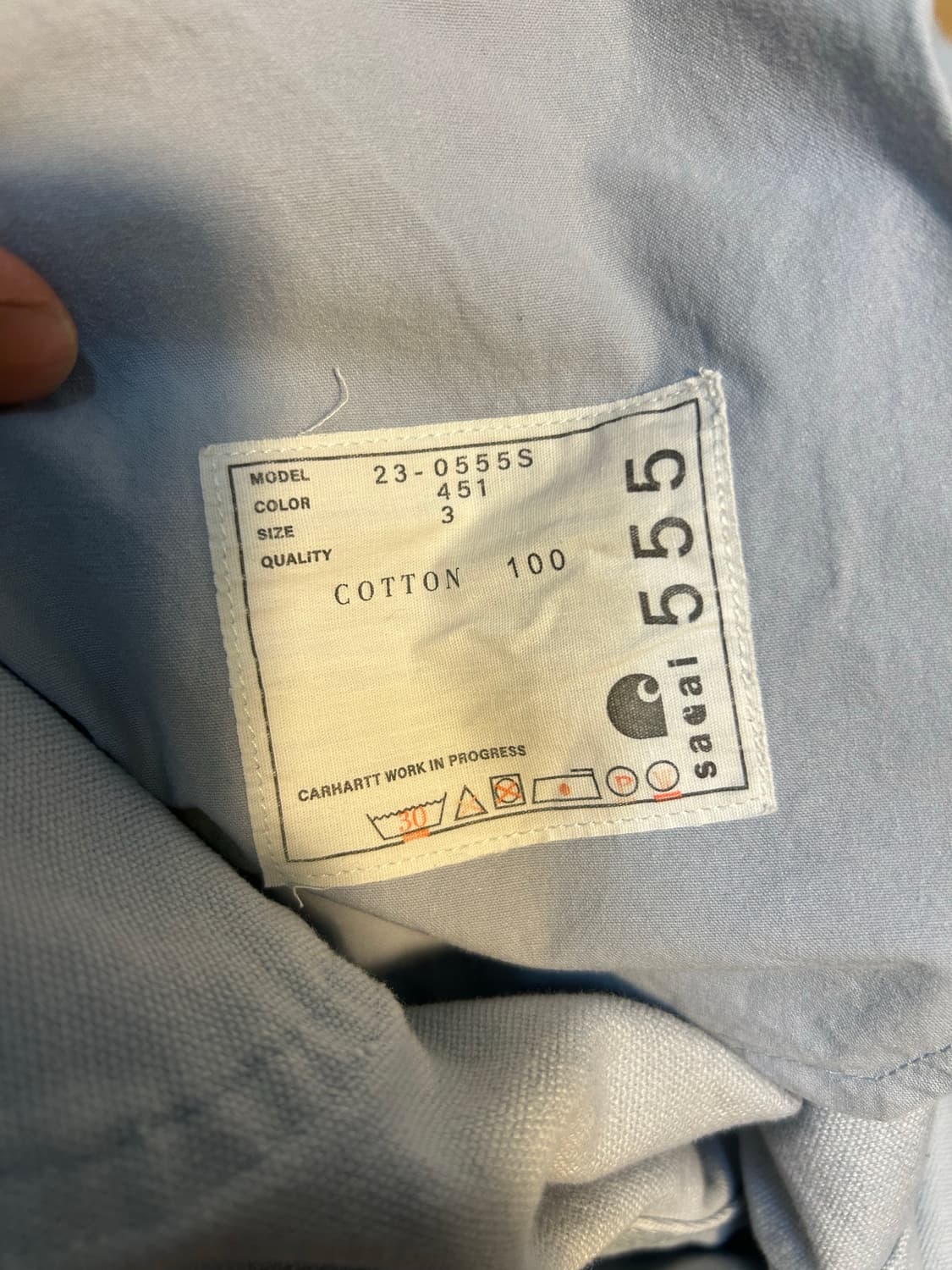 칼하트 X 사카이 Carhartt WIP x Sacai 면바지 사이즈 3 상품이미지6