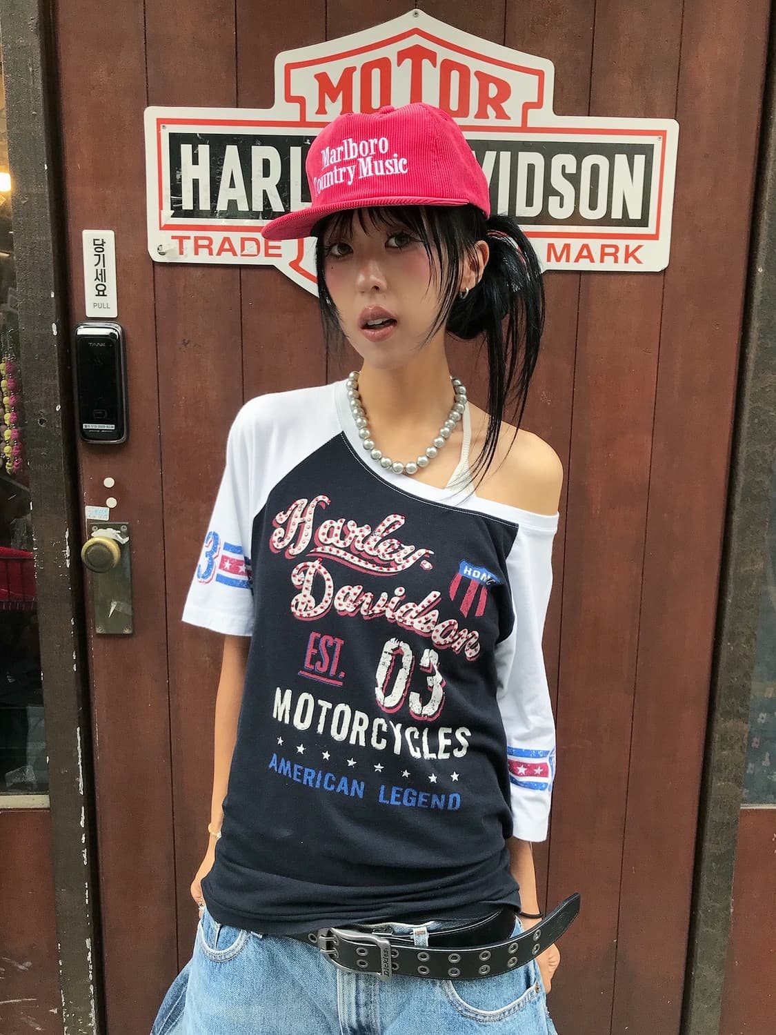 😽 할리데이비슨 큐빅 !!로고 반팔 티셔츠 😽 상품이미지1