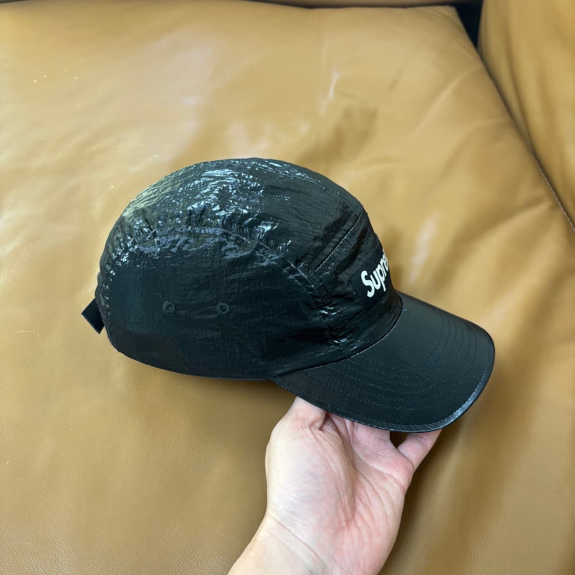 슈프림 캠프캡 모자 박스로고 23FW 글로스 립스탑 블랙 상품이미지4