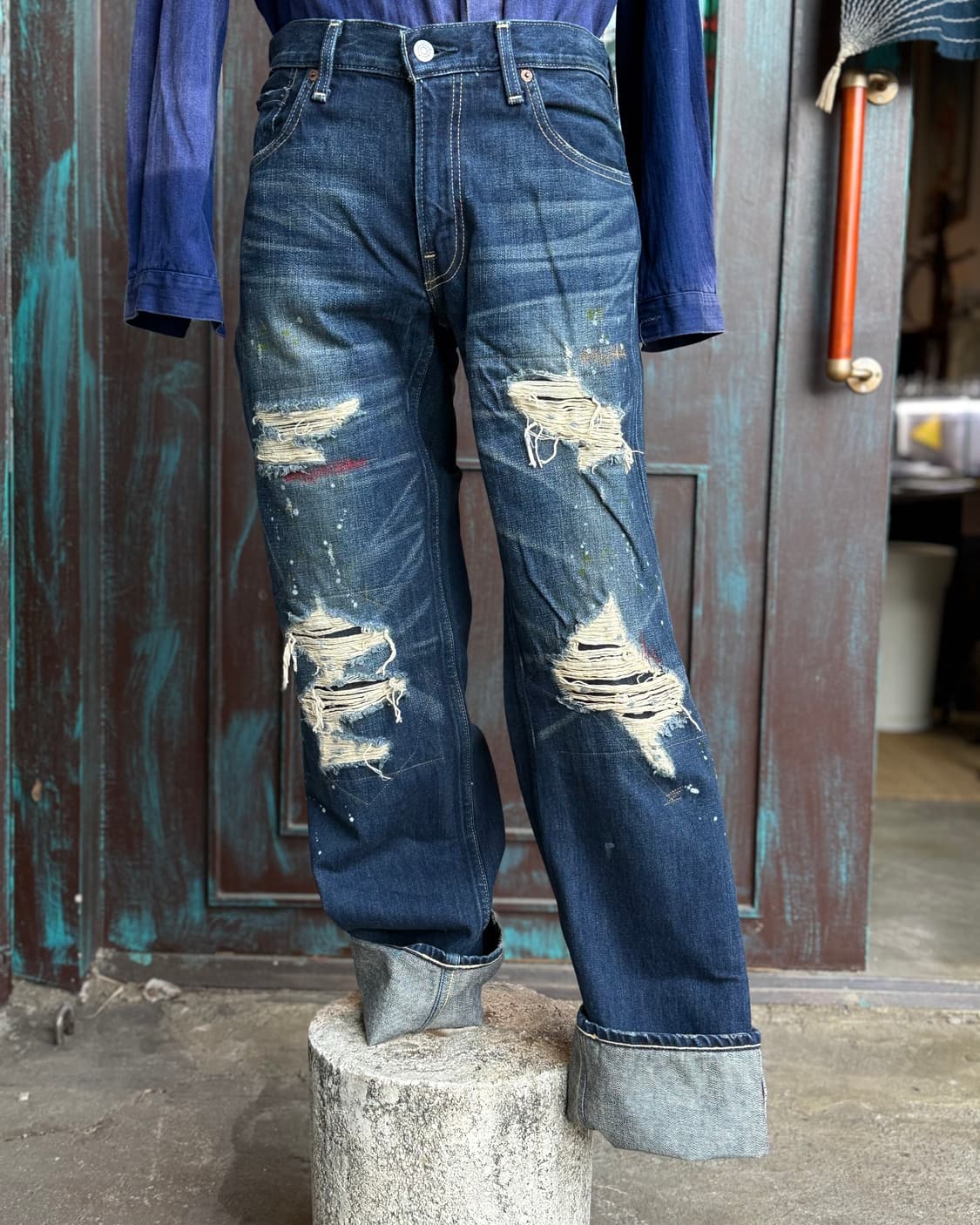 리바이스 슬림&레귤러 테이퍼드핏 페인팅 데미지 데님 팬츠 32 상품이미지7