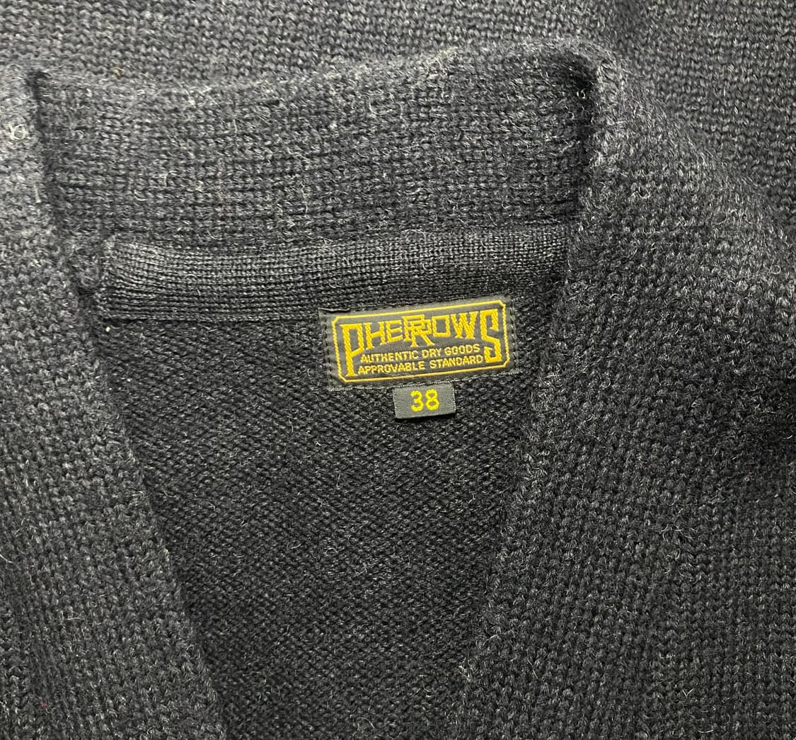 Pherrows 페로우즈 가디건 레터맨 버팔로 패치 울100 상품이미지6