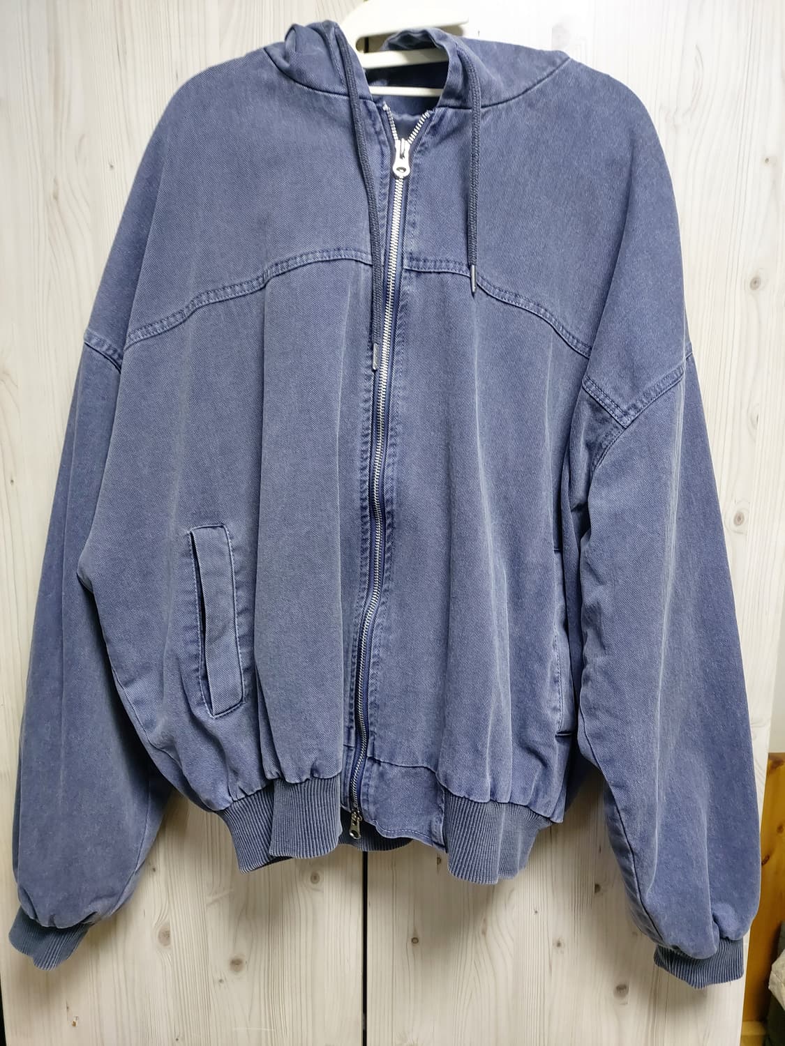 샤인데님 피그먼트 워싱 오버핏 후드 데님 자켓 상품이미지3