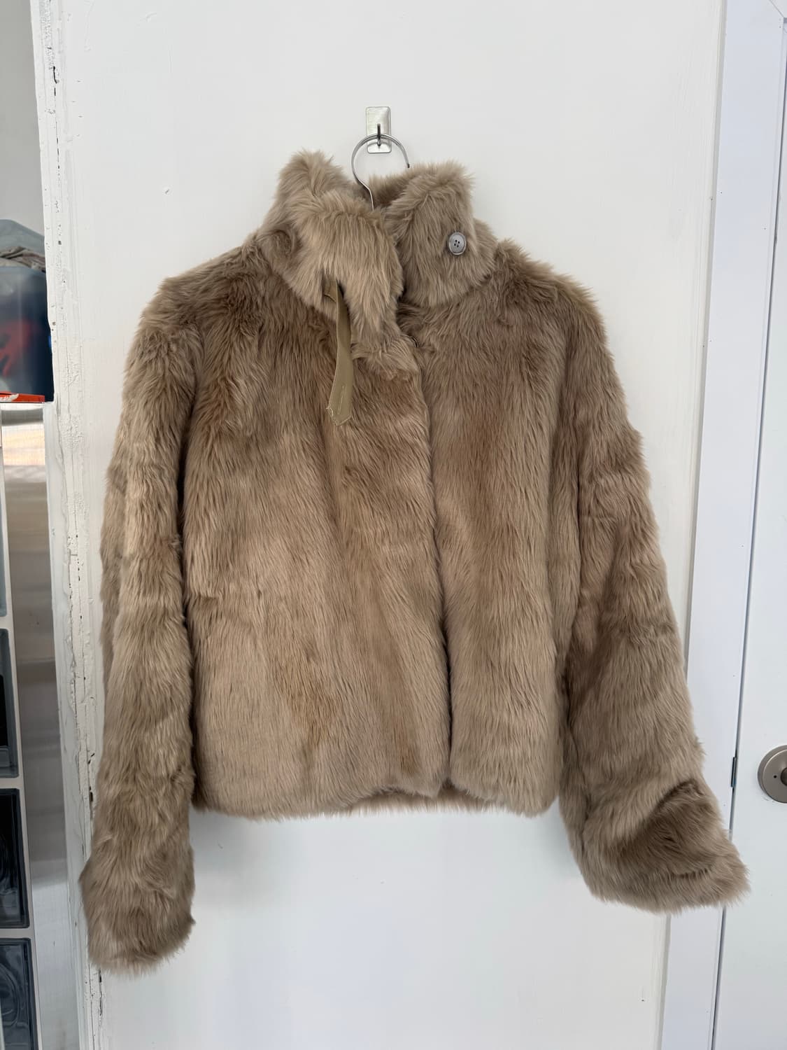 루루 하이넥 퍼 자켓 베이지 상품이미지2