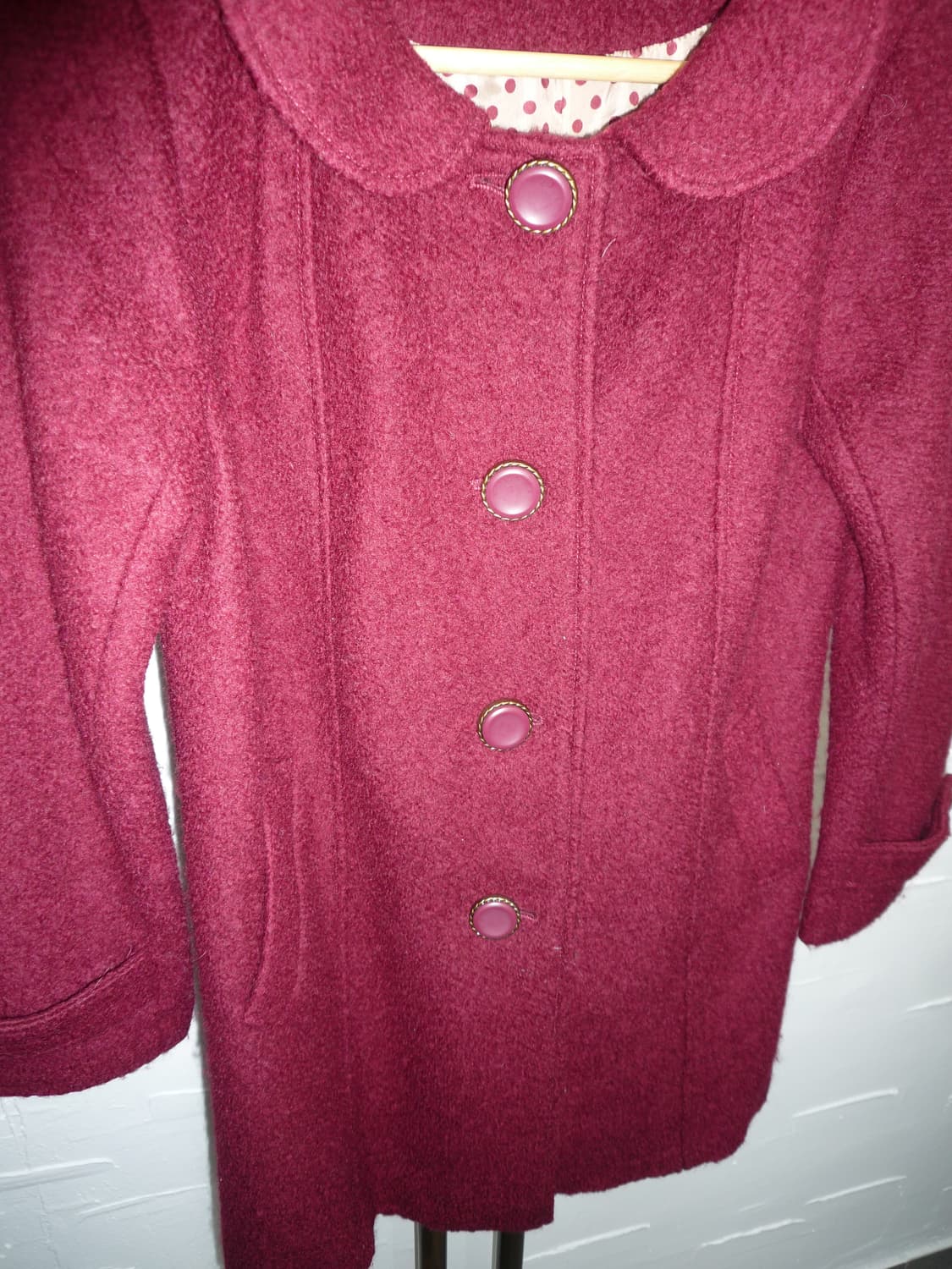 Burgundy curved collar coat 상품이미지6