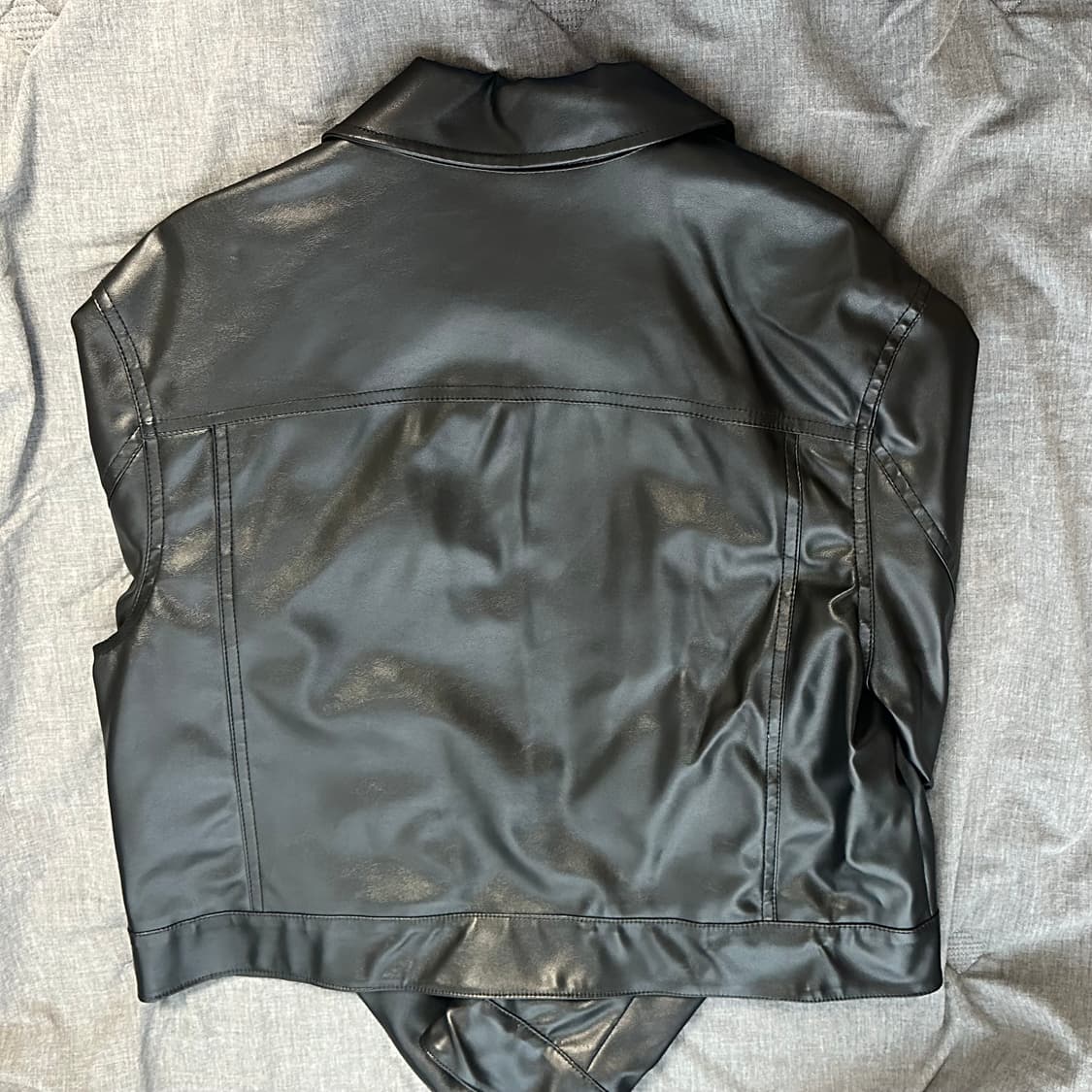 팬시클럽 카라레더숏자켓 나비 빈티지 가죽자켓 레자 상품이미지5