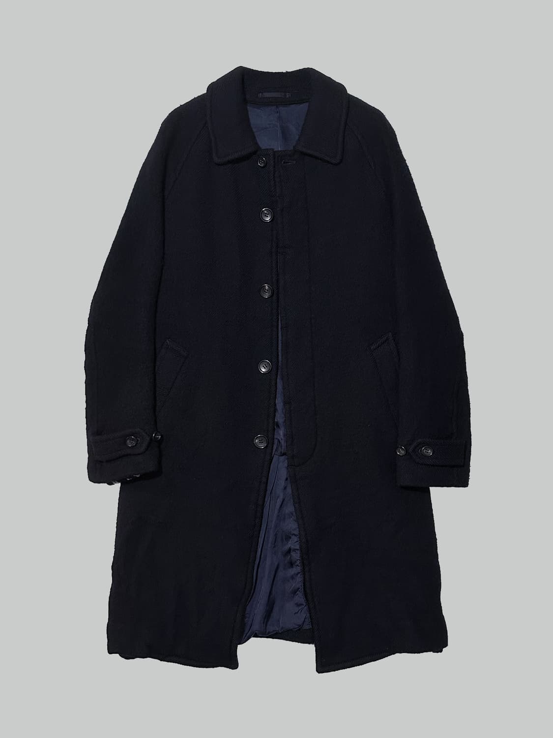 꼼데가르송 옴므 축융 울 발마칸 코트 다크 네이비 상품이미지1