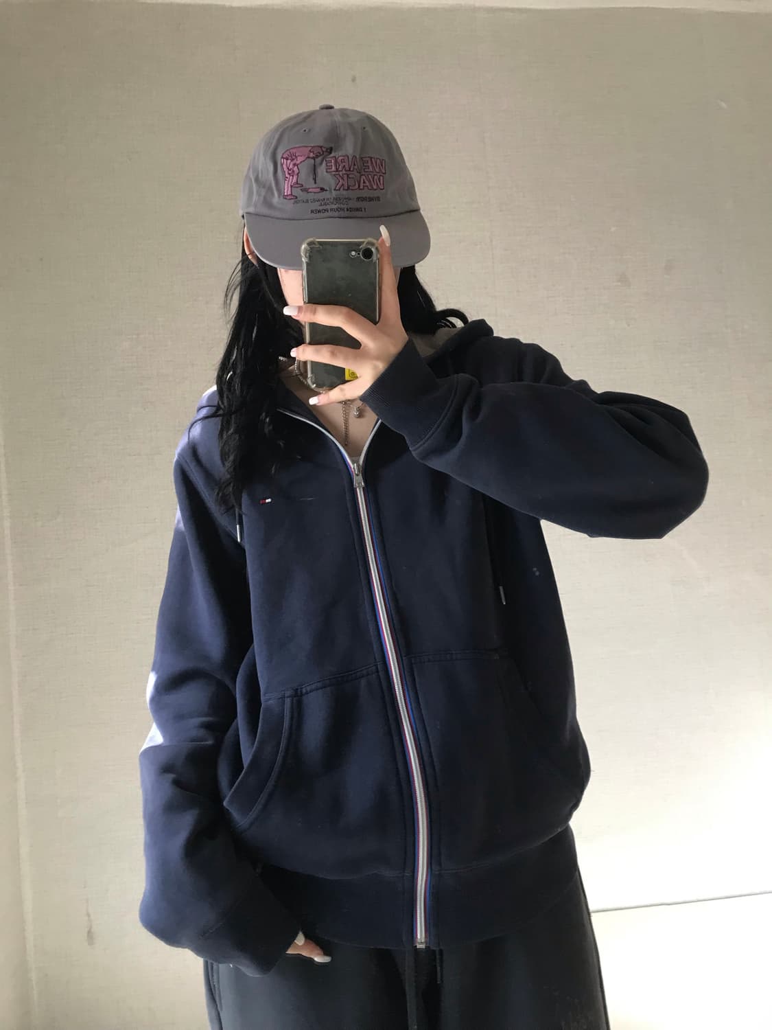 타미힐피거 네이비 퍼 후드집업 상품이미지1