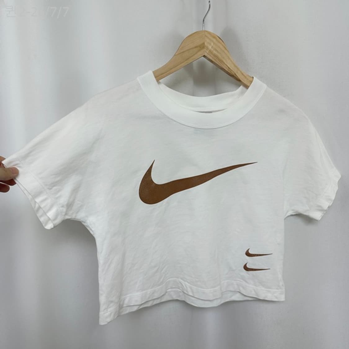 
나이키 여자 면100% 크롭 반팔티 화이트 S  KJ 상품이미지4