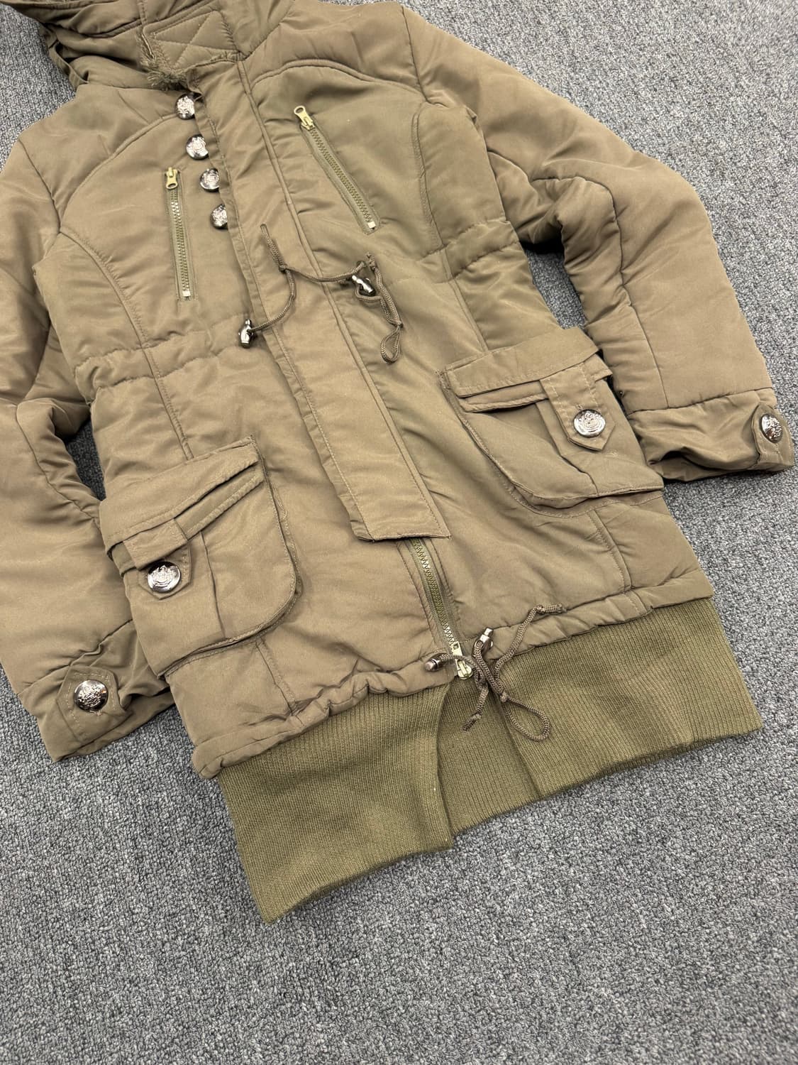 M)Japanese vintage Y2K 여성 올리브 퍼 야상 점퍼 자켓 상품이미지3