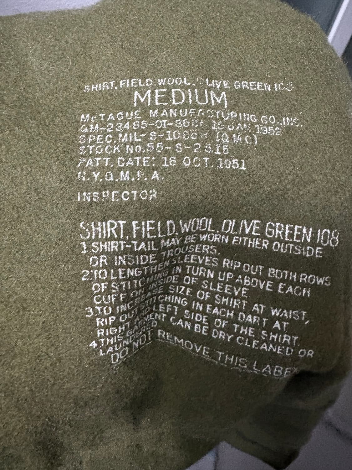 50's U.S Army og-108 울 셔츠 상품이미지2