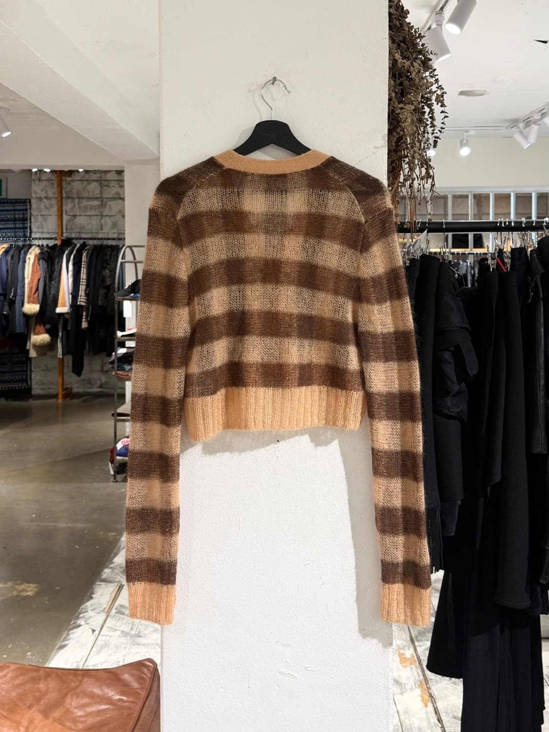 아크네스튜디오 베이지 브라운 모헤어 체크 가디건 상품이미지6