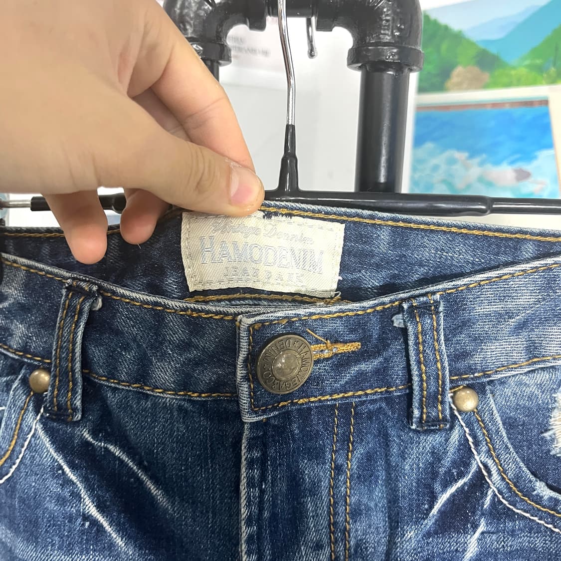 하모 데님 커팅 숏팬츠 상품이미지3