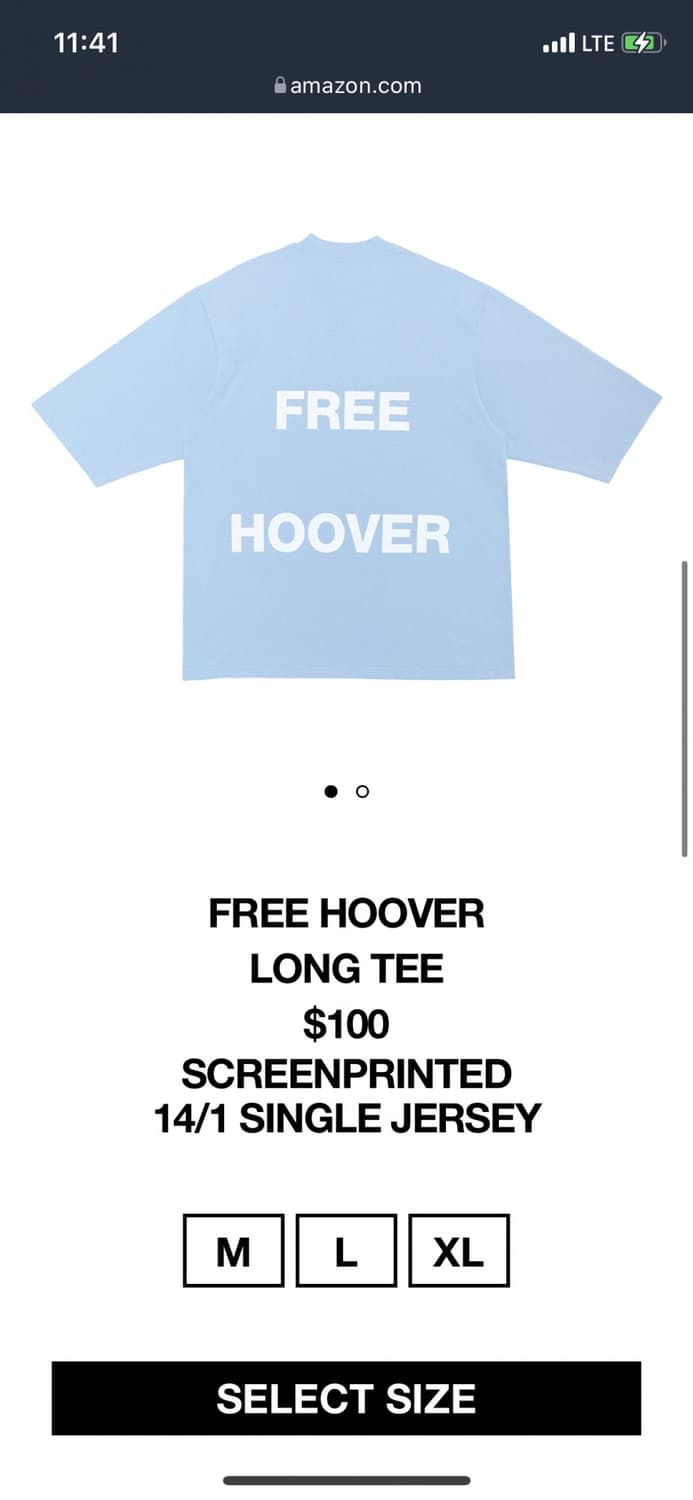 칸예 프리후버 저지 티셔츠 FREE HOOVER 상품이미지2