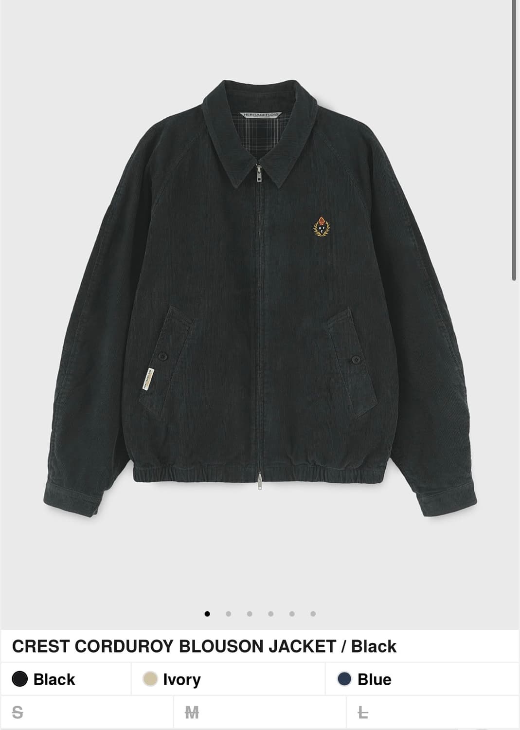 헤리티지플로스 코듀로이 블루종 블랙 M 상품이미지1