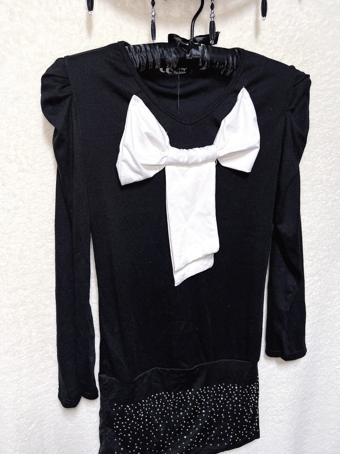 로맨틱고딕 고스 오네갸루 히메 왕리본 퍼프숄더 미니원피스 섹시 연말 파티 상품이미지9