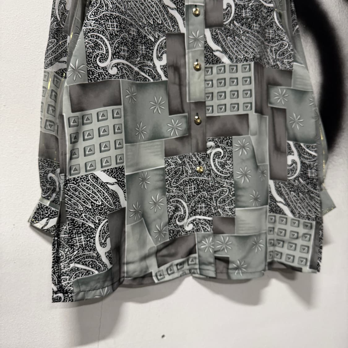 VTG 빈티지 멀티 패턴 금장 시스루 슬리브 셔츠 상품이미지4