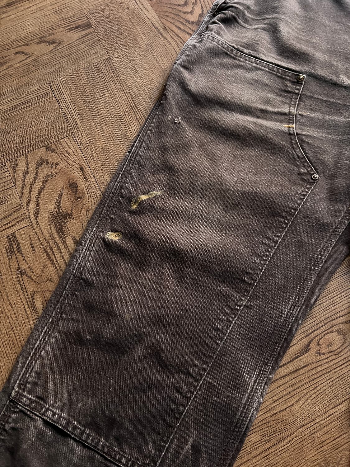 [36]칼하트 USA 하드 페이딩 다크브라운 더블니 워크 팬츠 상품이미지3