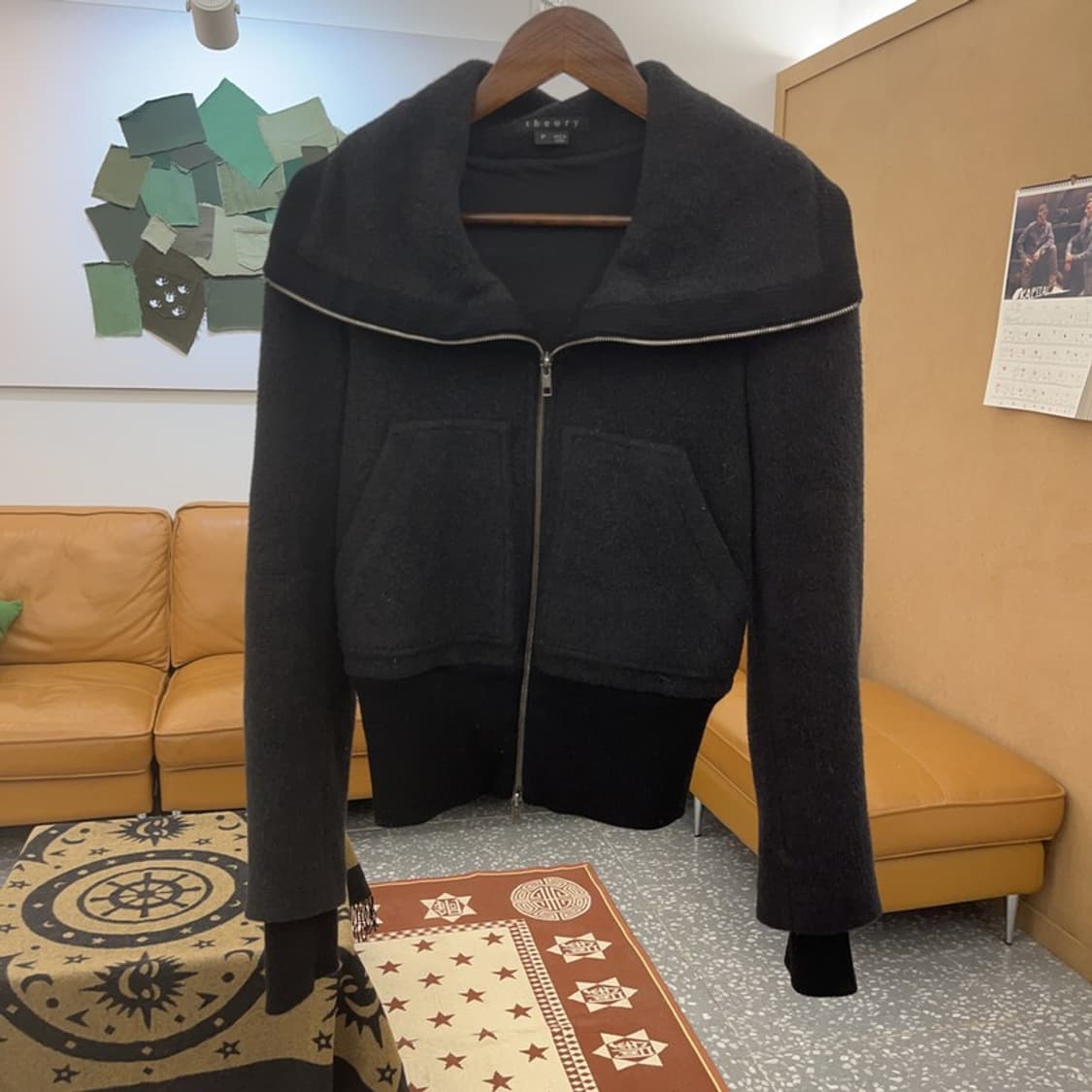 띠어리 캐주얼 세일러카라 슬림핏 울 니트 집업 가디건 P C08657 상품이미지3