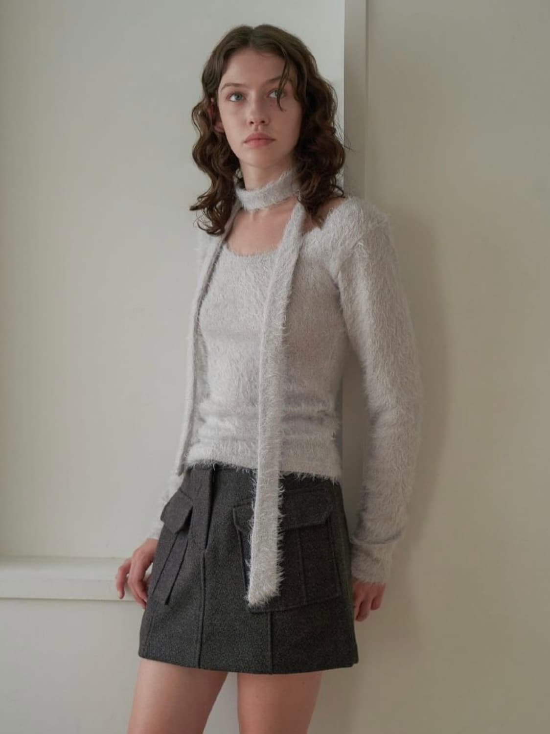 아우로 플러피 머플러 탑 (애쉬 그레이) 상품이미지3