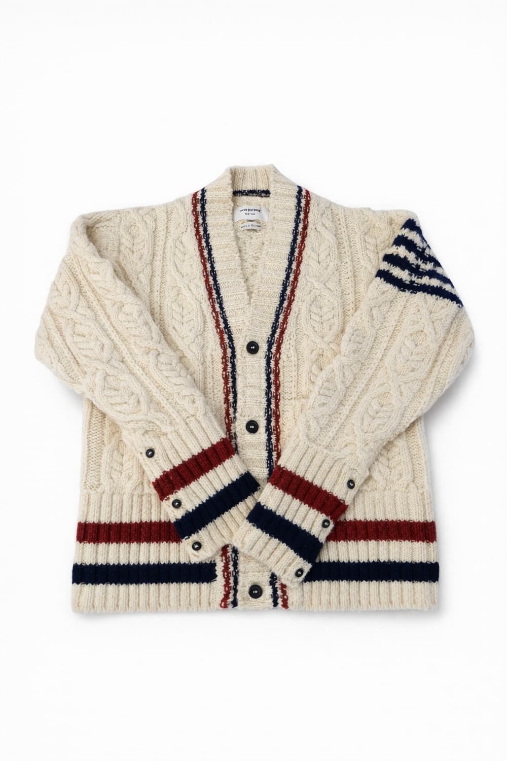 (새상품급) 톰브라운 헤비 케이블 니트 4선 완장 가디건 상품이미지1