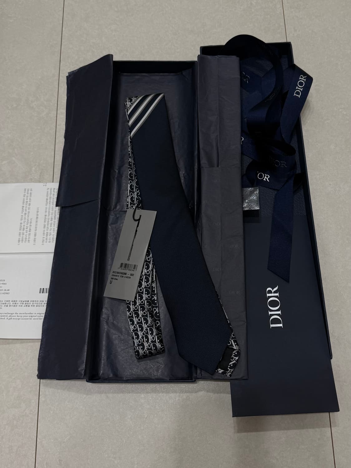디올 오블리크 실크 넥타이 네이비 상품이미지1