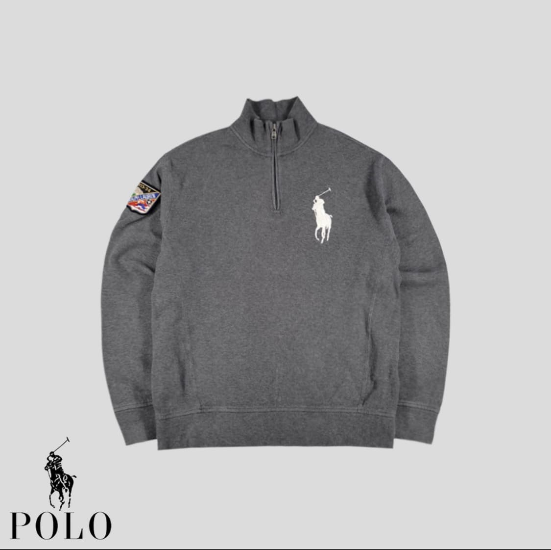 폴로 랄프로렌 빅포니 하프집업 맨투맨 회색 상품이미지1