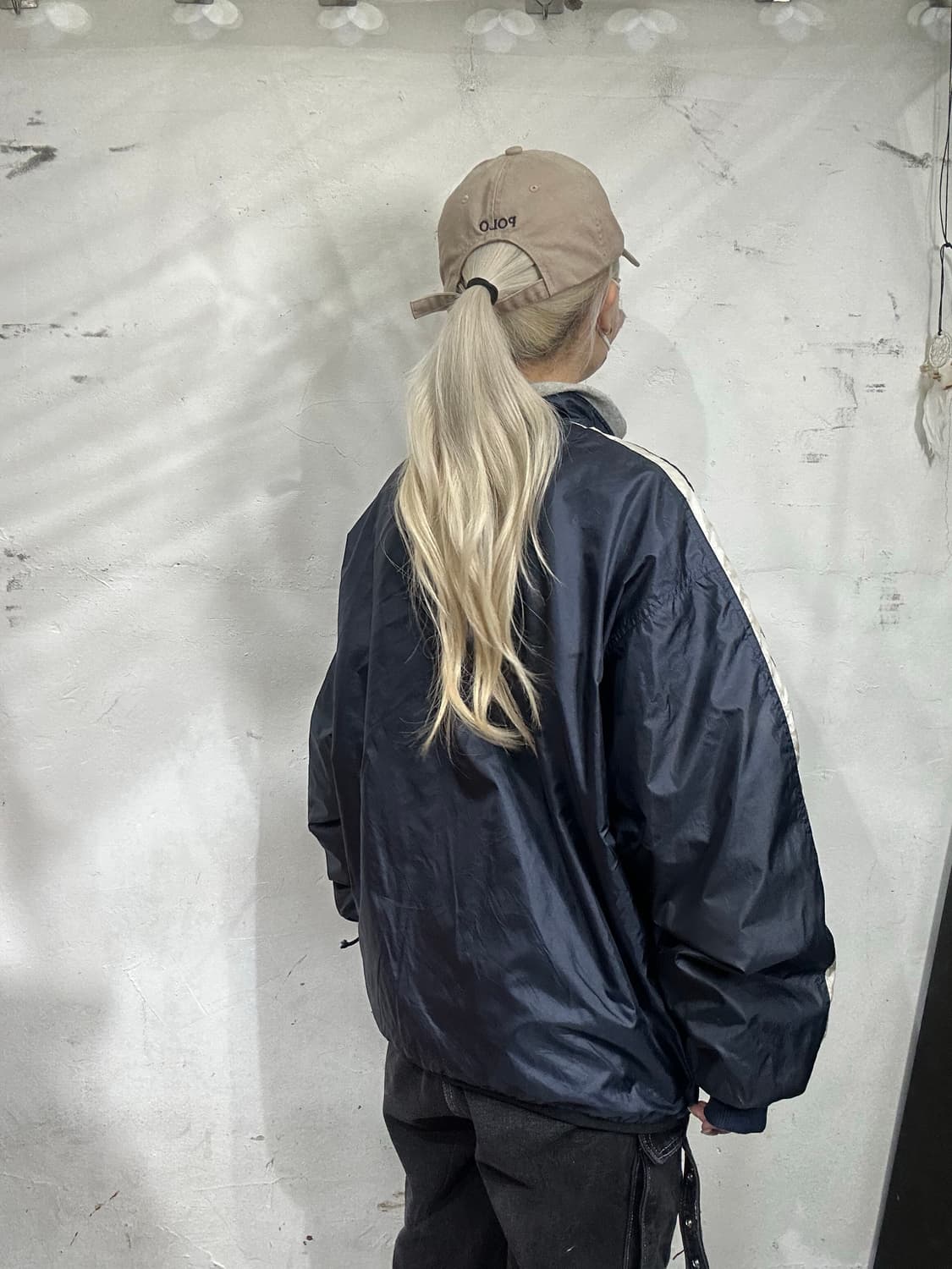 일본판 르꼬끄 네이비 안감 기모 오버핏 바람막이 트랙 자켓 L 상품이미지3