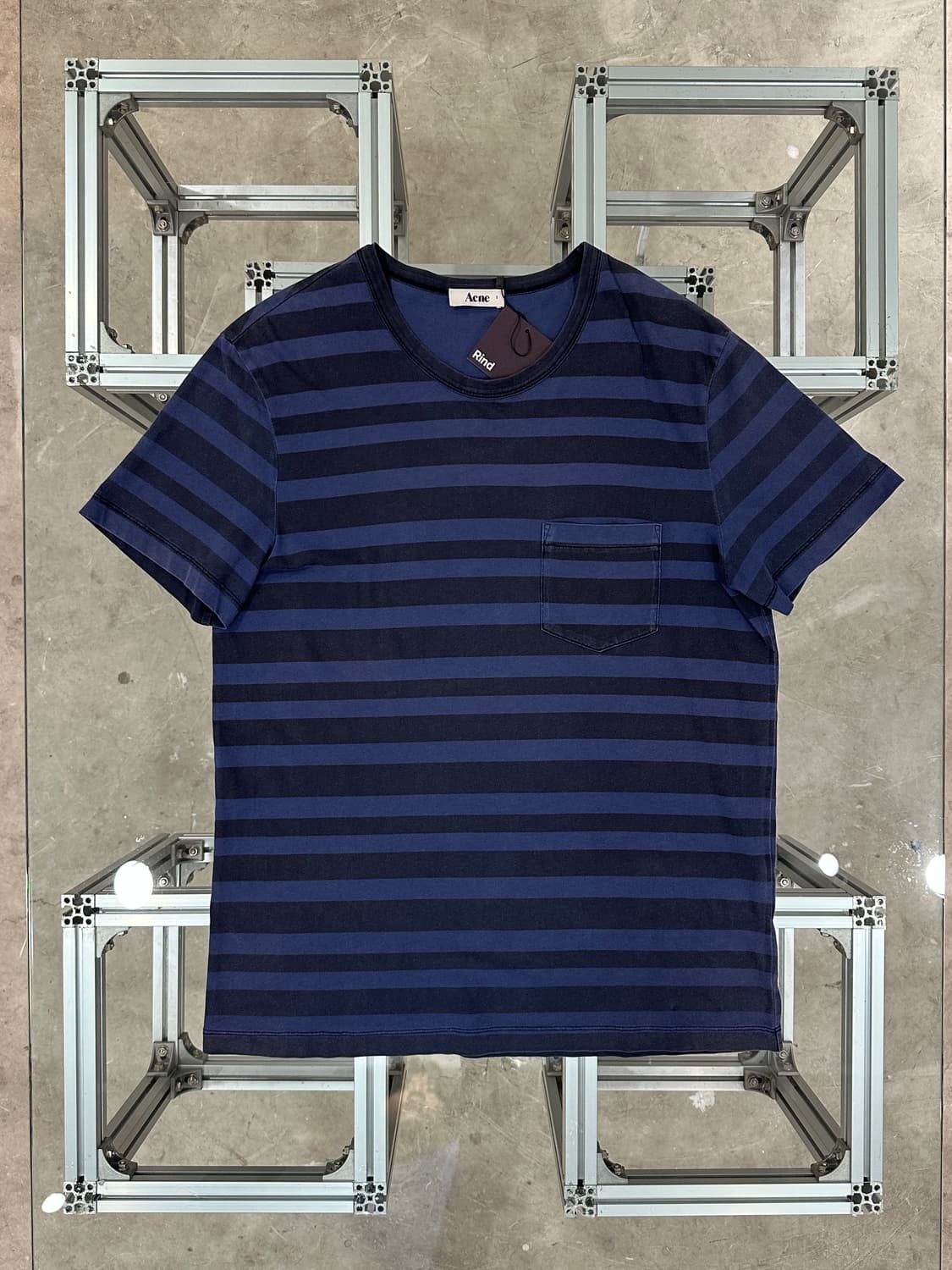 Acne Studios Navy Stripe Pocket T-Shirt 상품이미지2
