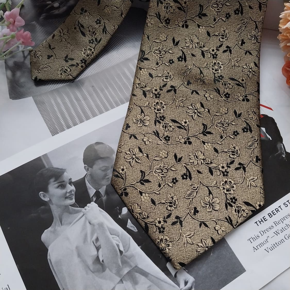 아쿠아스큐텀 실크 플로럴 자카드 넥타이 9.9cm A+등급 K1464
 상품이미지4