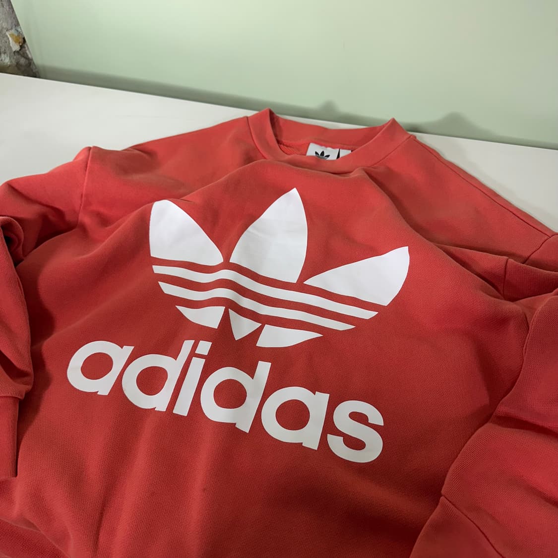 XL 아디다스오리지날 코랄 루즈오버핏 빅로고 스웻코튼 맨투맨 상품이미지1
