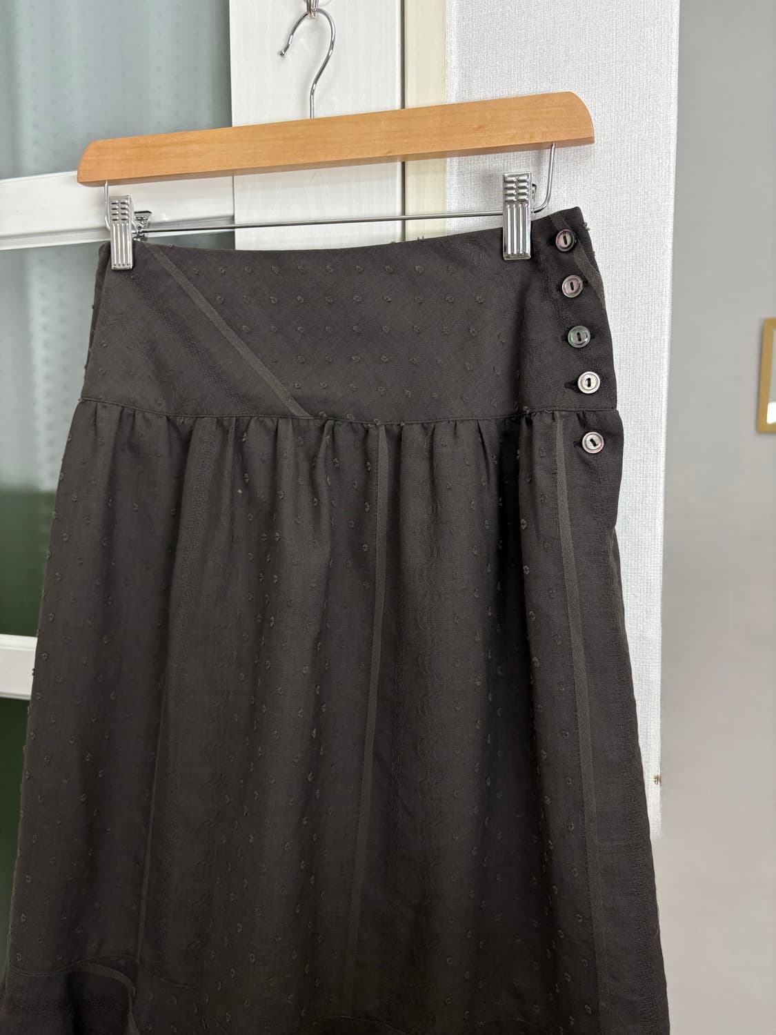 브라운 도트 미디 스커트 상품이미지2