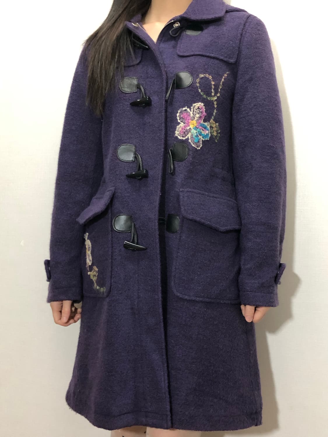 빈티지 퍼플 더플 롱 코트 상품이미지7