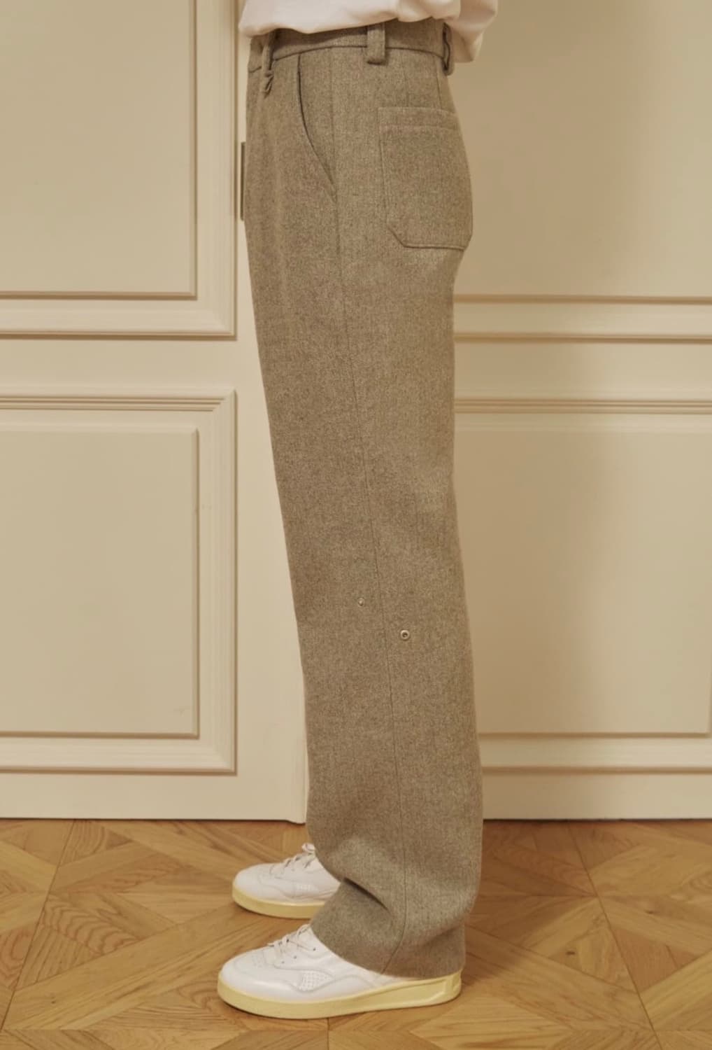 STU 스냅 울 슬랙스 바지 그레이 브라운 S 상품이미지6