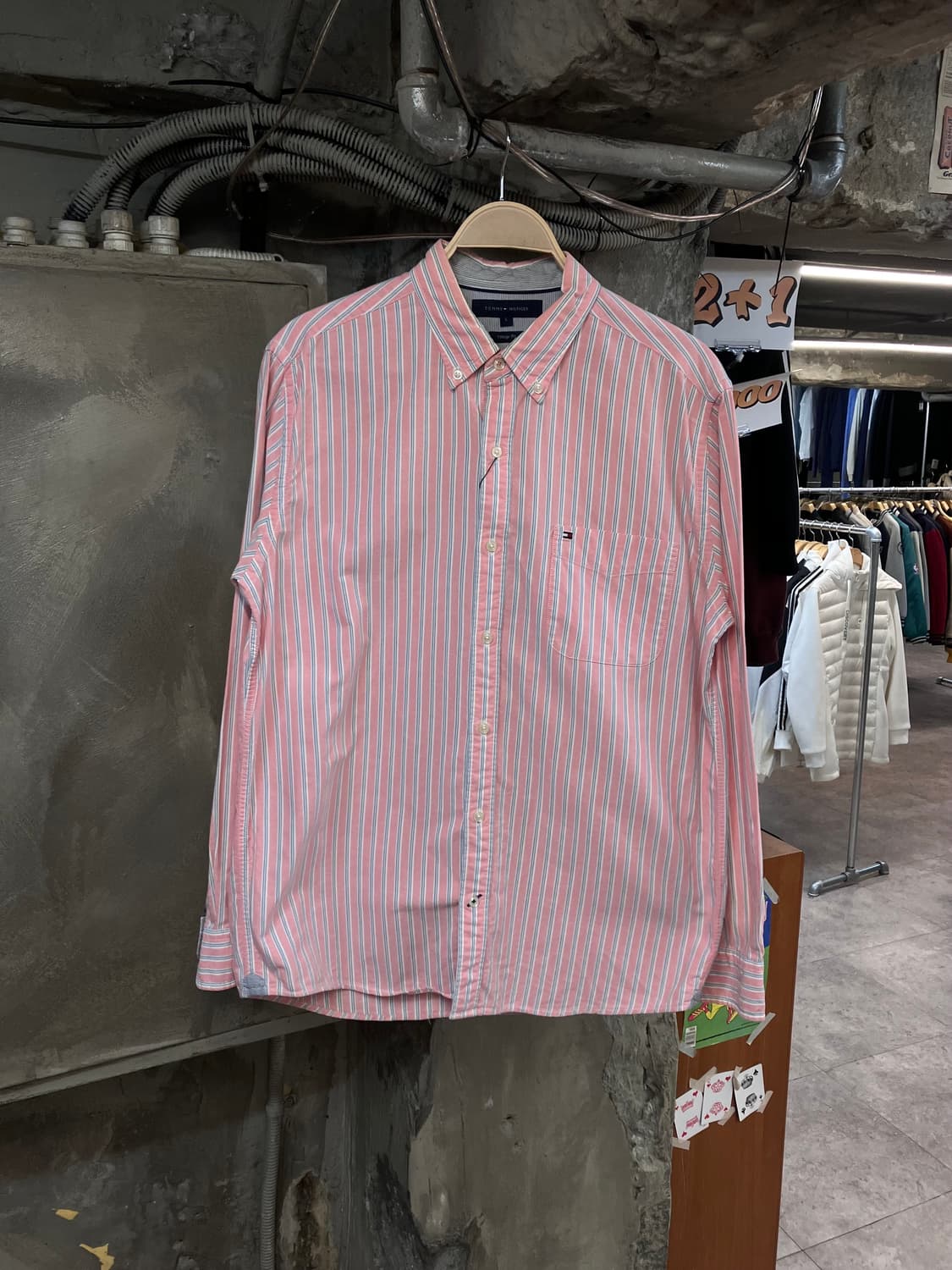 타미힐피거 스트라이프 셔츠 핑크 L #csz3620 상품이미지1