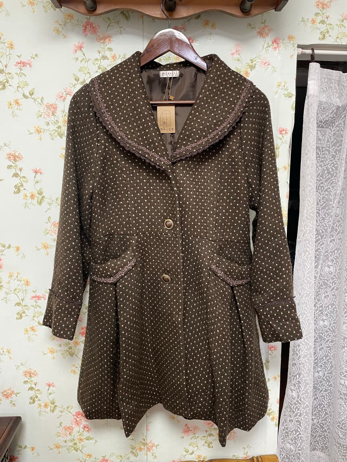 브라운 도트 원피스 코트 상품이미지1