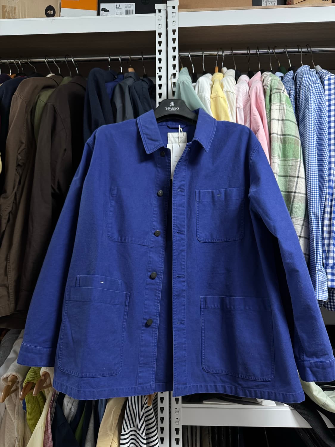 셔터 오버사이즈 몰스킨 프렌치자켓 블루 L 상품이미지1