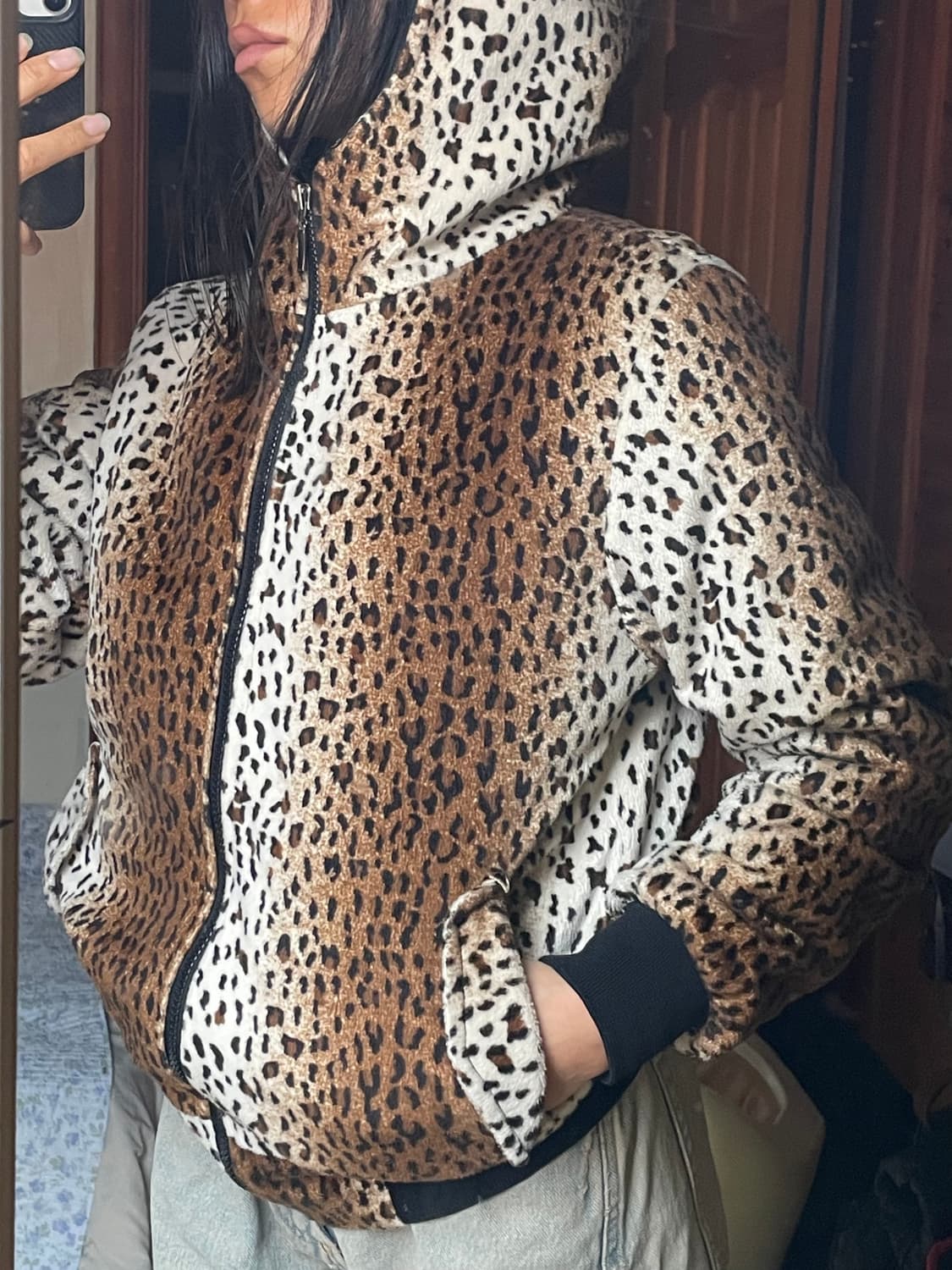 래오파드 후드 점퍼 상품이미지1