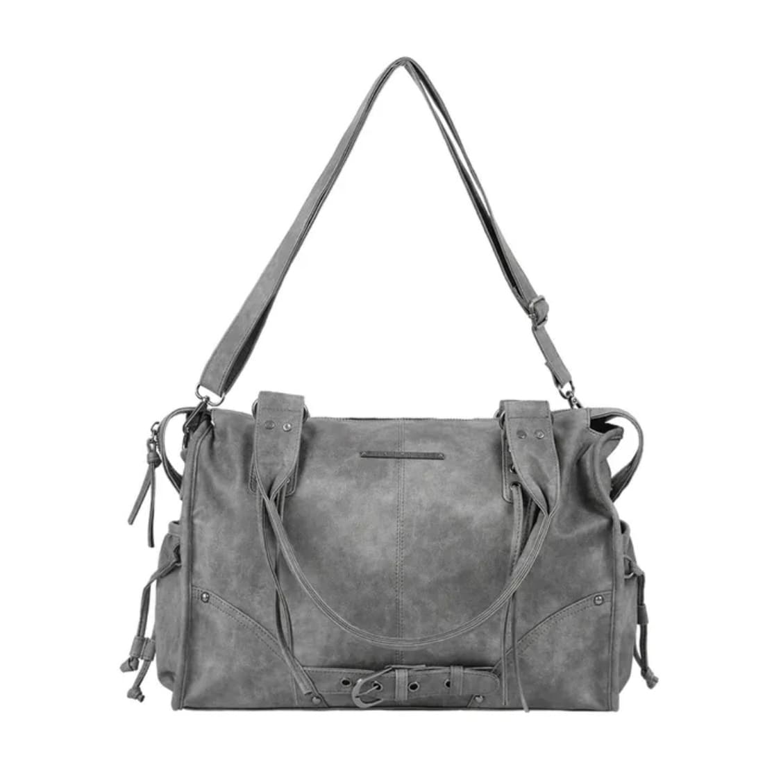 팬시클럽 벨티드 워싱 레더백 그레이 상품이미지1