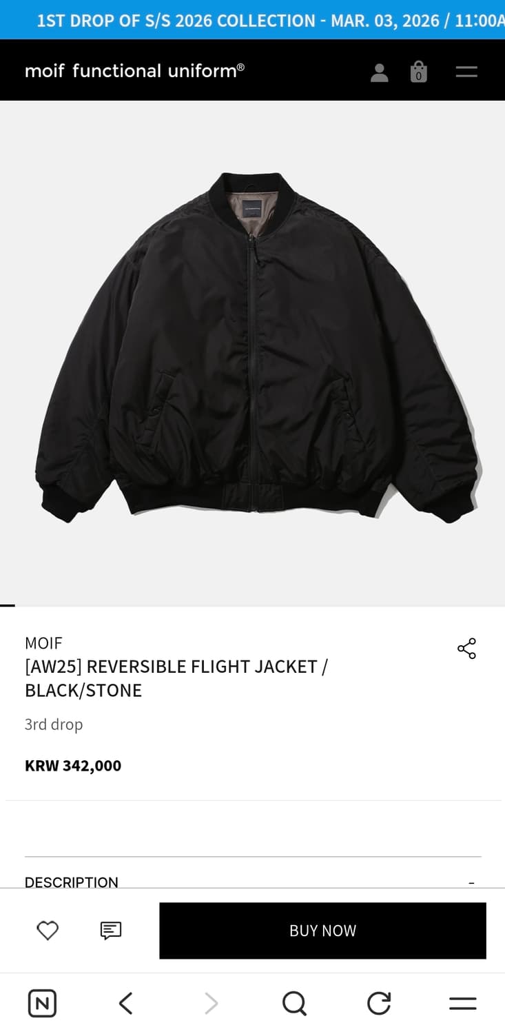 25aw 모이프 REVERSIBLE FLIGHT JACKET 2 상품이미지1