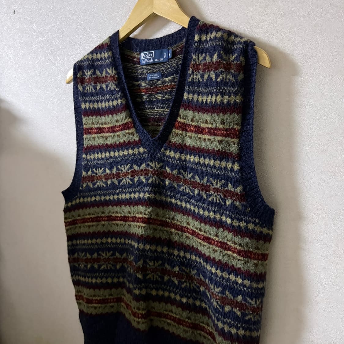 폴로 랄프로렌 알파카 울 체크 니트 베스트 M (95정도) 상품이미지5